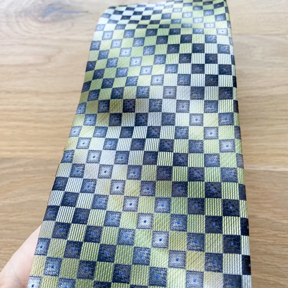 ALEXANDER JULIAN COLOURS Men's Silver/Green/Black Check Handmade Necktie sz OS - Picture 8 of 10